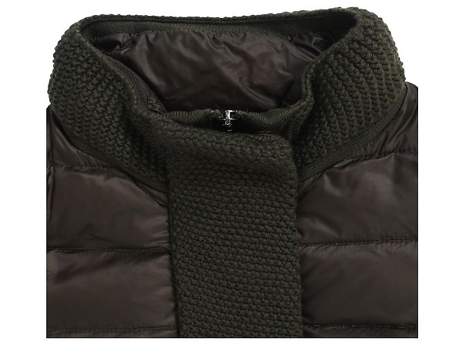 Jaqueta de down em nylon e lã verde Moncler com malha contrastante e acolchoada - vista 4