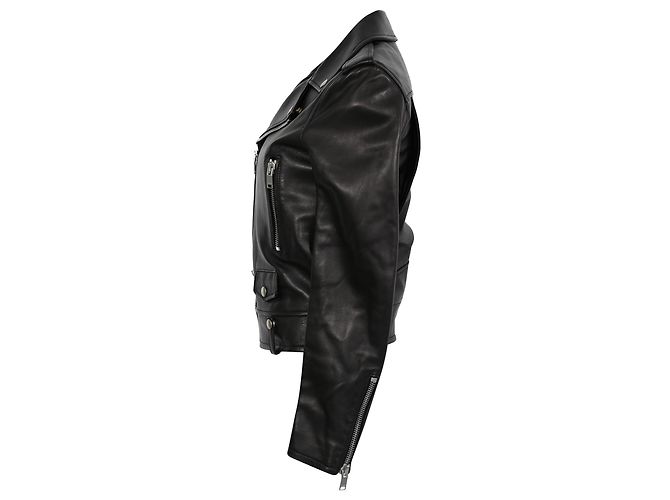 Giacca Biker Saint Laurent in Pelle Nera Nero - vista 2