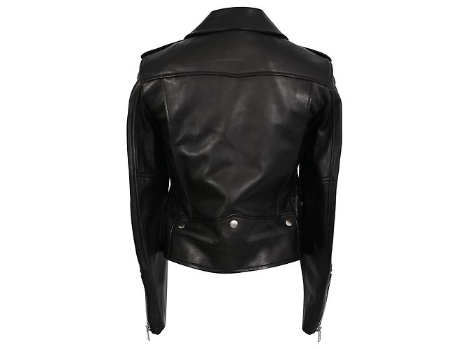 Giacca Biker Saint Laurent in Pelle Nera Nero - vista 3