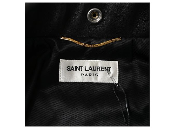 Giacca Biker Saint Laurent in Pelle Nera Nero - vista 4