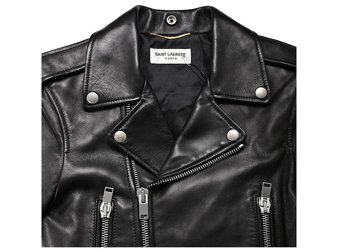 Giacca Biker Saint Laurent in Pelle Nera Nero - vista 5