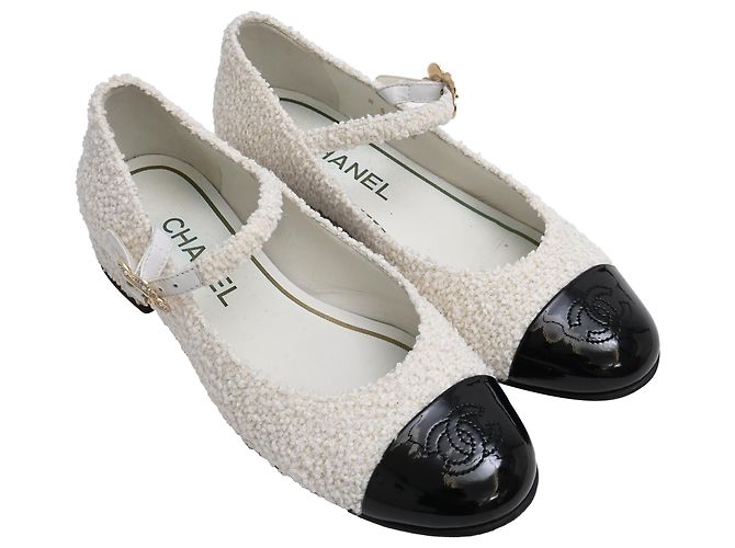 Timeless Bailarinas Mary Jane en Tweed CC de Chanel en Algodón Blanco - vista 4