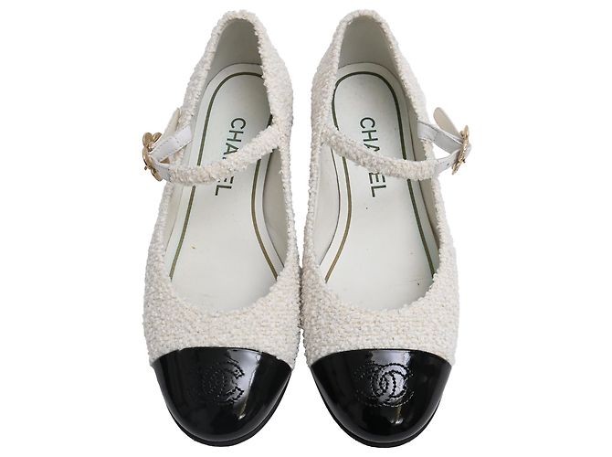 Timeless Bailarinas Mary Jane en Tweed CC de Chanel en Algodón Blanco - vista 5