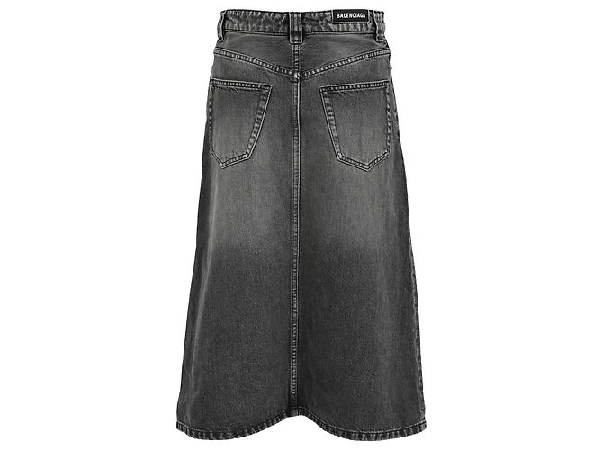 Gonna Midi Balenciaga in Denim Grigio - vista 3
