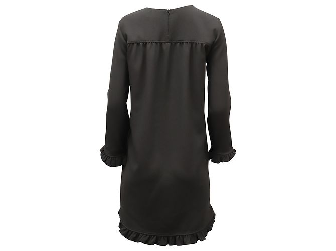 Mini-Kleid aus schwarzem Polyester mit Rüschen von Ganni - Ansicht 2