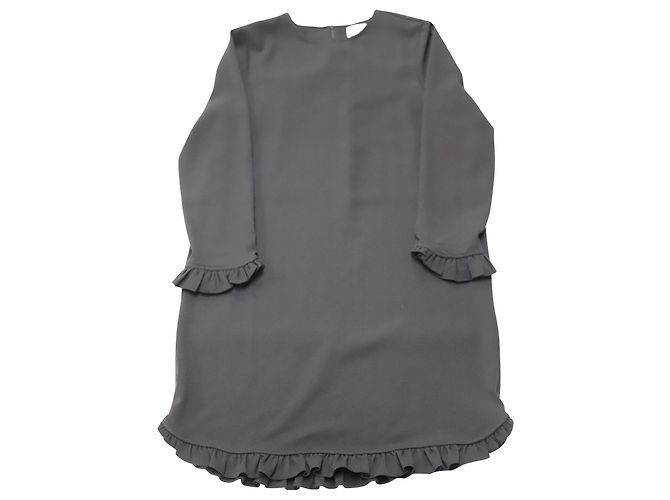 Mini-Kleid aus schwarzem Polyester mit Rüschen von Ganni - Ansicht 3