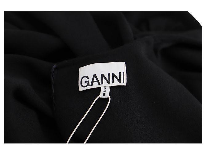 Mini-Kleid aus schwarzem Polyester mit Rüschen von Ganni - Ansicht 4