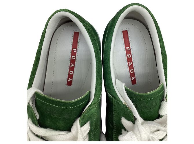 Baskets Prada Sport à bout capuchon en daim olive Vert Vert olive - vue 11