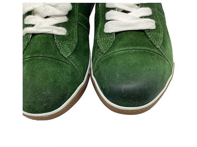 Baskets Prada Sport à bout capuchon en daim olive Vert Vert olive - vue 12