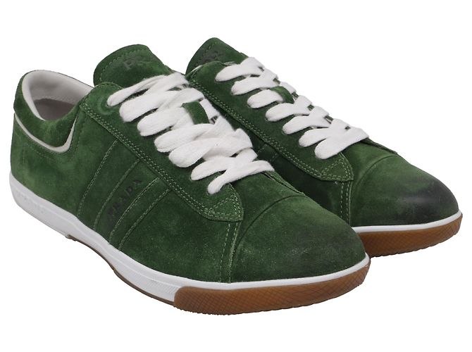 Baskets Prada Sport à bout capuchon en daim olive Vert Vert olive - vue 2