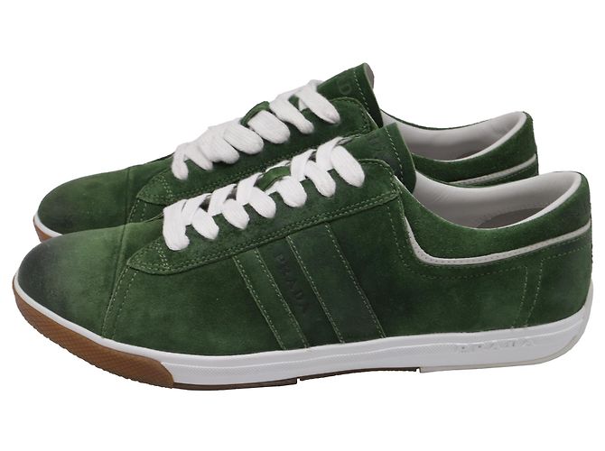 Baskets Prada Sport à bout capuchon en daim olive Vert Vert olive - vue 4