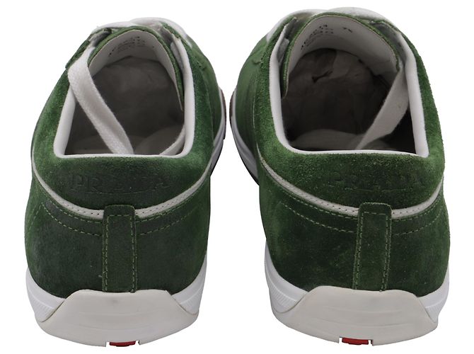 Baskets Prada Sport à bout capuchon en daim olive Vert Vert olive - vue 5