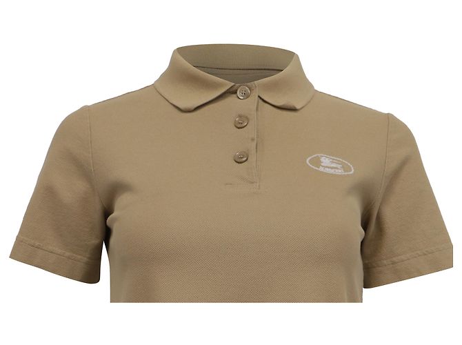 Polo de algodón beige con logo bordado de Burberry - vista 2