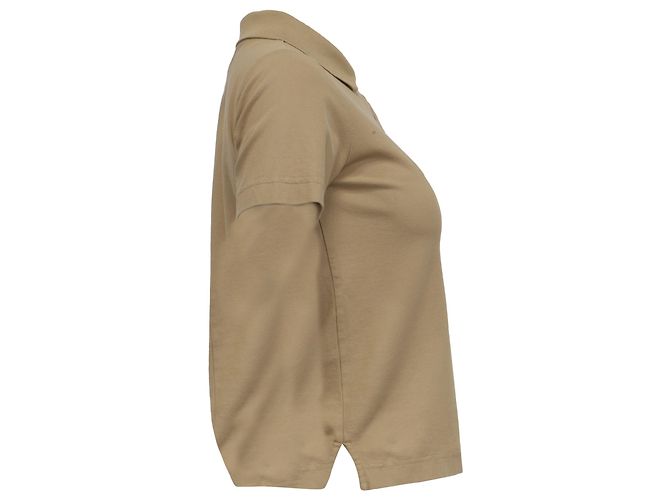 Polo de algodón beige con logo bordado de Burberry - vista 3