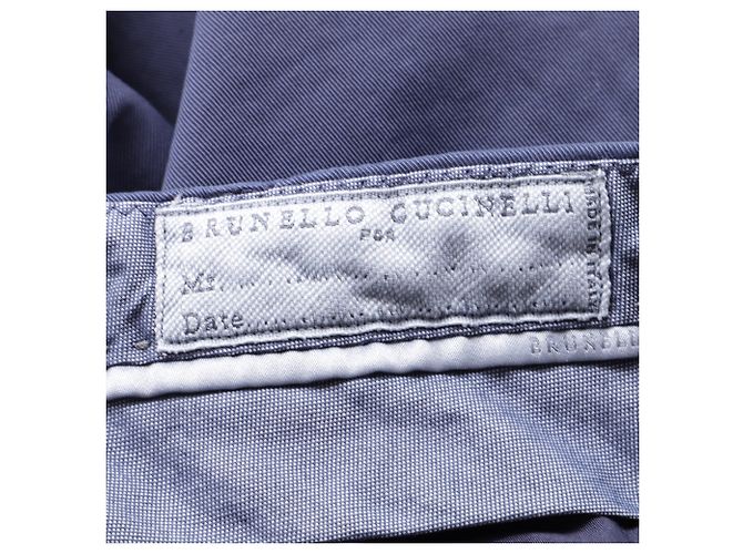 Pantaloni a gamba dritta in cotone blu navy Brunello Cucinelli - vista 3
