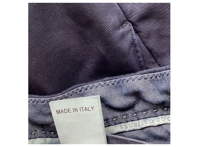 Pantaloni a gamba dritta in cotone blu navy Brunello Cucinelli - vista 4