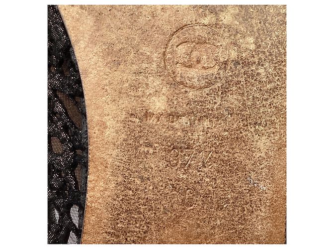 Timeless  Chanel Lace-Accent CC Cap Toe Ballet Flats in Black Leather - view 10
