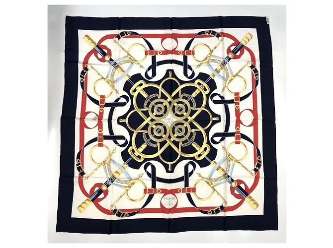 Silk In Hermès Carre 90 Eperon dor Schal Marineblau - Ansicht 2