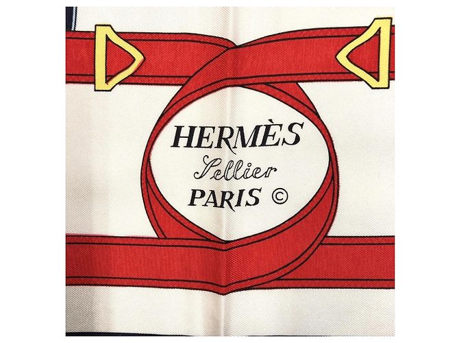 Silk In Hermès Carre 90 Eperon dor Schal Marineblau - Ansicht 3