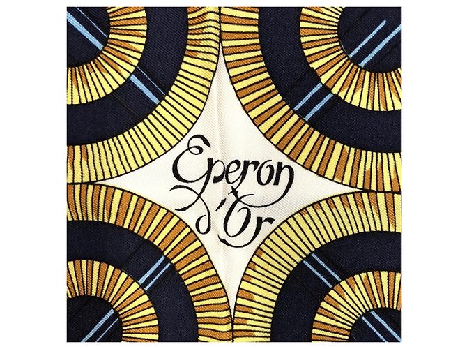 Silk In Hermès Carre 90 Eperon dor Schal Marineblau - Ansicht 4