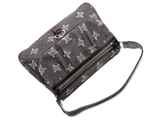 Céline Bolso de Hombro de Denim Macadam de Celine Azul marino - vista 8