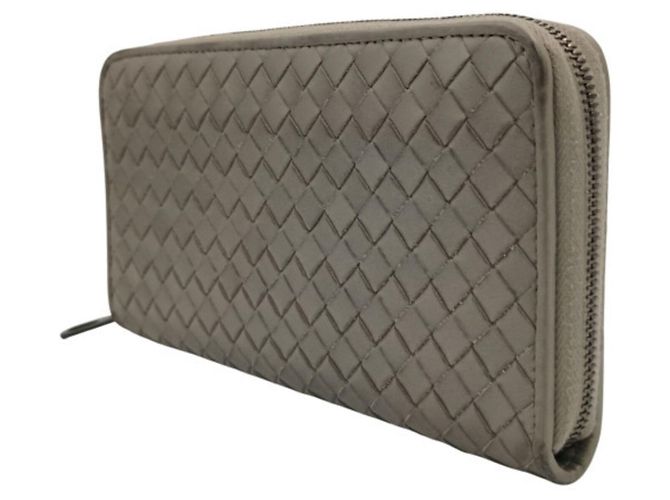 Graue Leder Langbörse von Bottega Veneta Braun - Ansicht 2