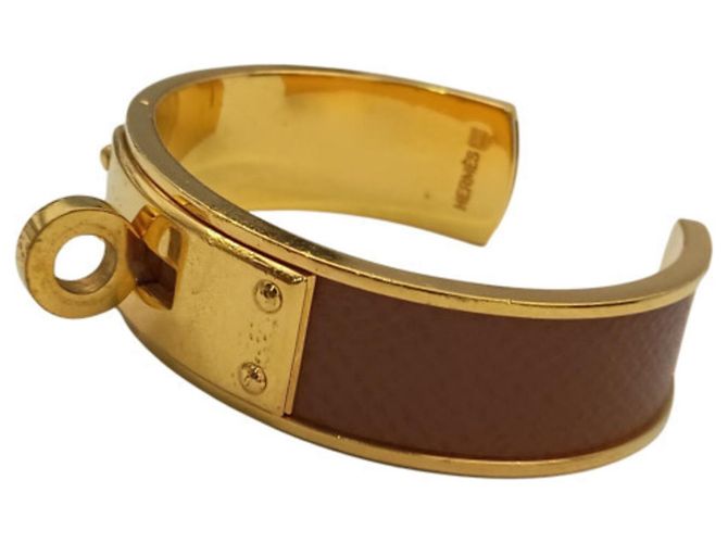 Pulsera Hermès Kelly Marrón Cuero y Oro Castaño Dorado - vista 2