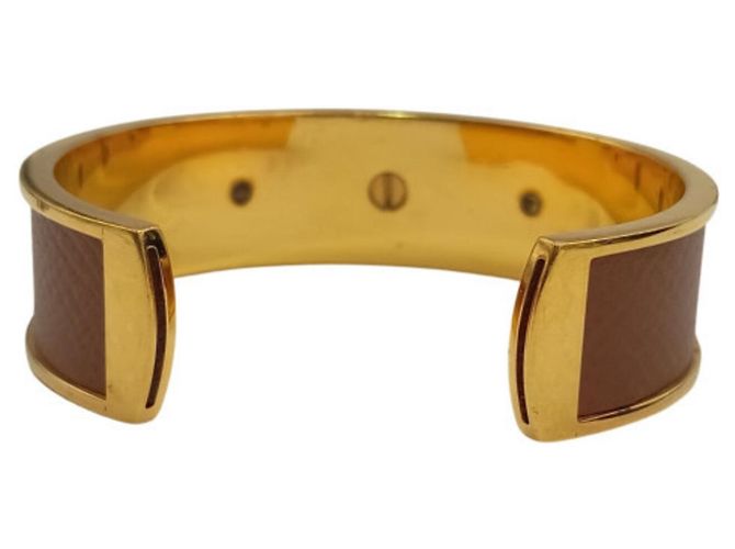 Pulsera Hermès Kelly Marrón Cuero y Oro Castaño Dorado - vista 3