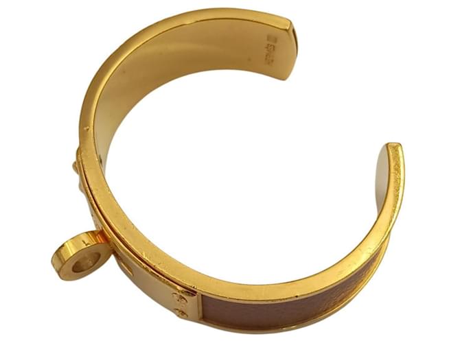 Pulsera Hermès Kelly Marrón Cuero y Oro Castaño Dorado - vista 4