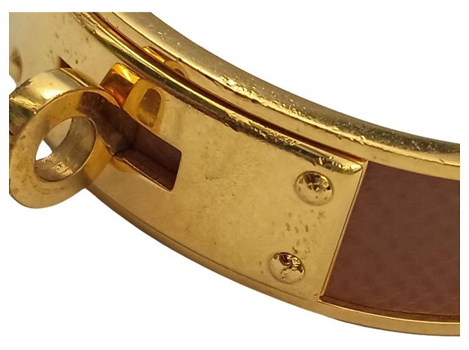 Pulsera Hermès Kelly Marrón Cuero y Oro Castaño Dorado - vista 5