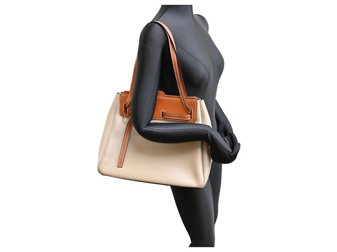 Borsa a spalla in pelle Loewe Lazo per donna Beige Grigio - vista 9