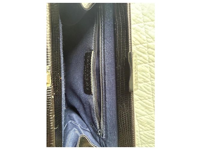 Autre Marque Sac à main vintage en cuir texturé noir - vue 5