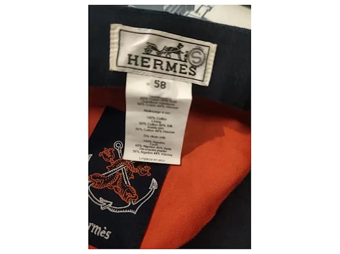 Cappellino Hermès Cabourg blu navy cotone - vista 6