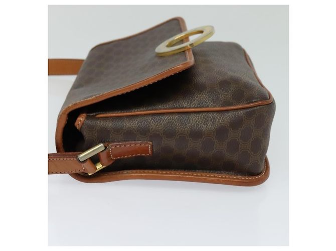 Céline Celine Vintage Macadam Circle Logo Canvas and Leather Marrone - vista 3