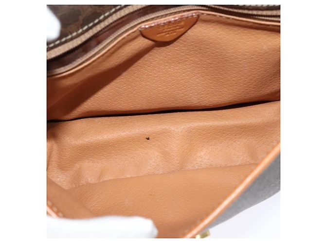 Céline Celine Vintage Macadam Circle Logo Canvas and Leather Marrone - vista 5