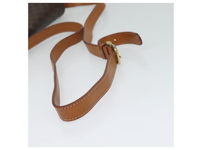 Céline Celine Vintage Macadam Circle Logo Canvas and Leather Marrone - vista 7