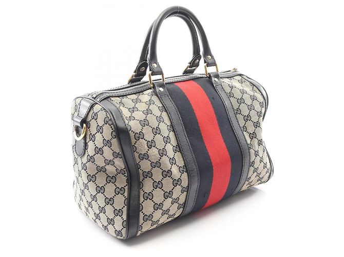 Gucci GG Canvas 2-Wege-Handtasche Rot Beige Marineblau - Ansicht 2