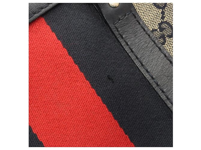 Gucci GG Canvas 2-Wege-Handtasche Rot Beige Marineblau - Ansicht 8