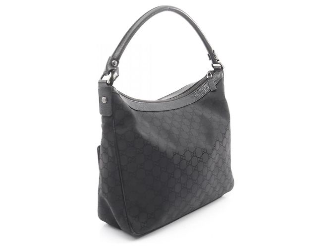 Borsa a Spalla Gucci GG in Nylon e Pelle Nera Nero - vista 2