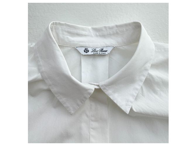 Camicia Loro Piana Bianca in Cotone a Maniche Corte Bianco - vista 5