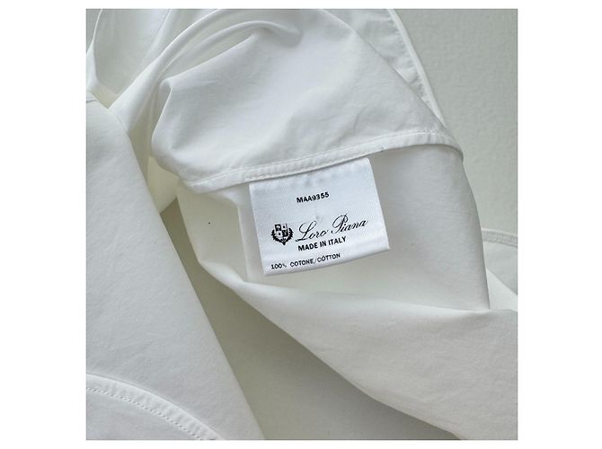 Camicia Loro Piana Bianca in Cotone a Maniche Corte Bianco - vista 6