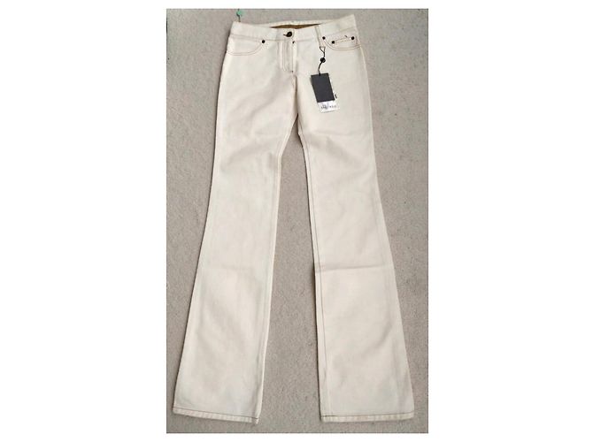 Vaqueros acampanados Alexander McQueen cristales Swarovski blancos - vista 2
