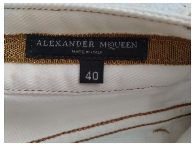 Vaqueros acampanados Alexander McQueen cristales Swarovski blancos - vista 5
