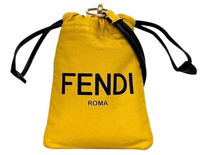 Borsa a spalla in pelle gialla Fendi Giallo - vista 2