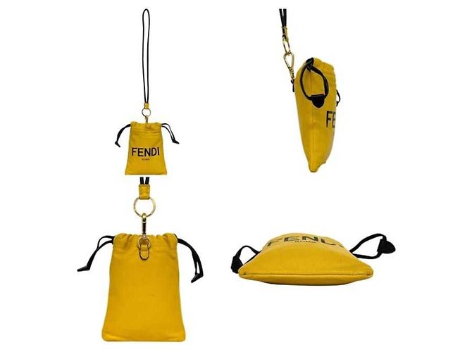 Borsa a spalla in pelle gialla Fendi Giallo - vista 3