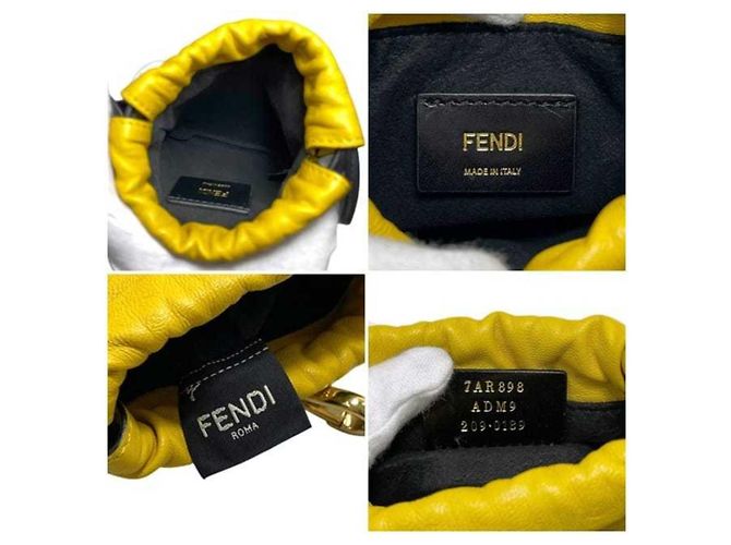 Borsa a spalla in pelle gialla Fendi Giallo - vista 4