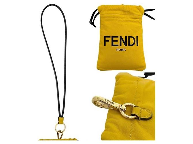 Borsa a spalla in pelle gialla Fendi Giallo - vista 5