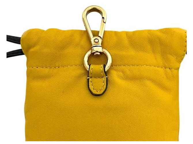 Borsa a spalla in pelle gialla Fendi Giallo - vista 6