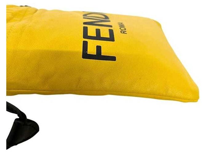 Borsa a spalla in pelle gialla Fendi Giallo - vista 8