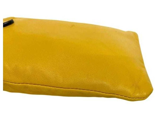 Borsa a spalla in pelle gialla Fendi Giallo - vista 9